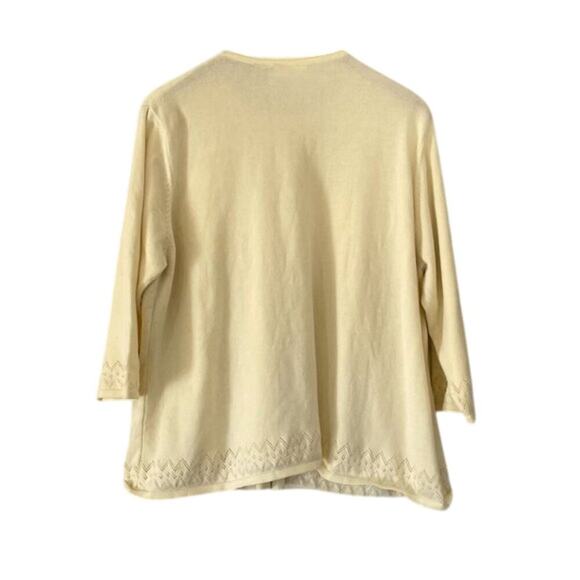 Pale Butter Yellow 3/4 Sleeve Cotton Blend Mock Shirt/Top Cardigan Combo/Set 2X - Picture 2 of 12